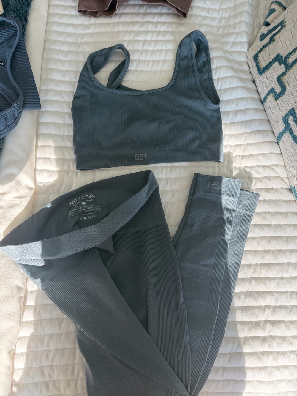 SET Active Ribbed Slate Sports Bra & Legging Set